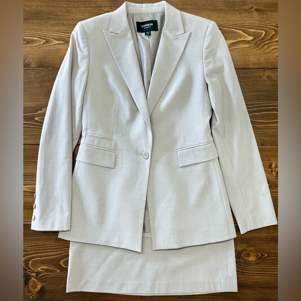 Express Gray Tailored Suit Jacket & skirt